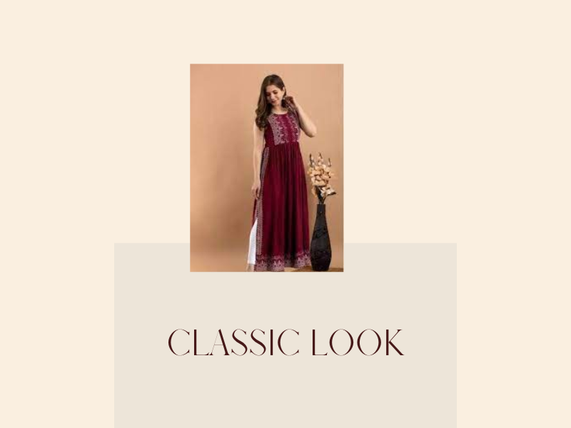 classic look for long kurti