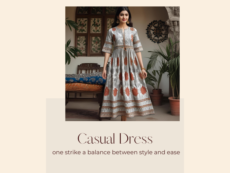 casual dress Cotton printed dress for women