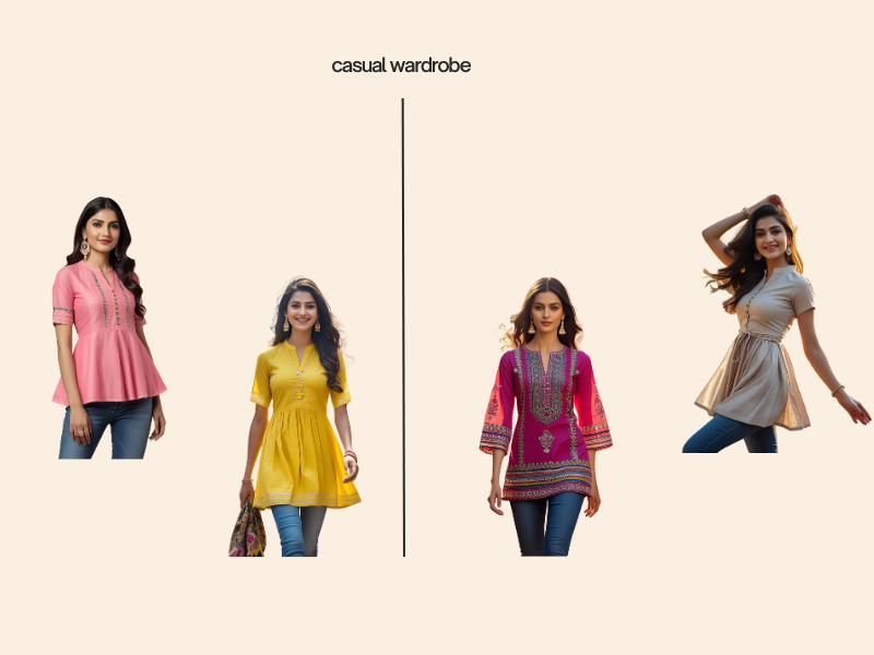 casual wardrobe Kurti with jeans for women