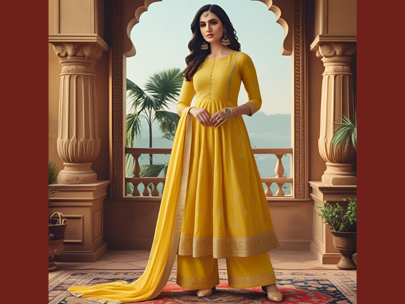 Haldi clothes for women like bridesmaid plazo